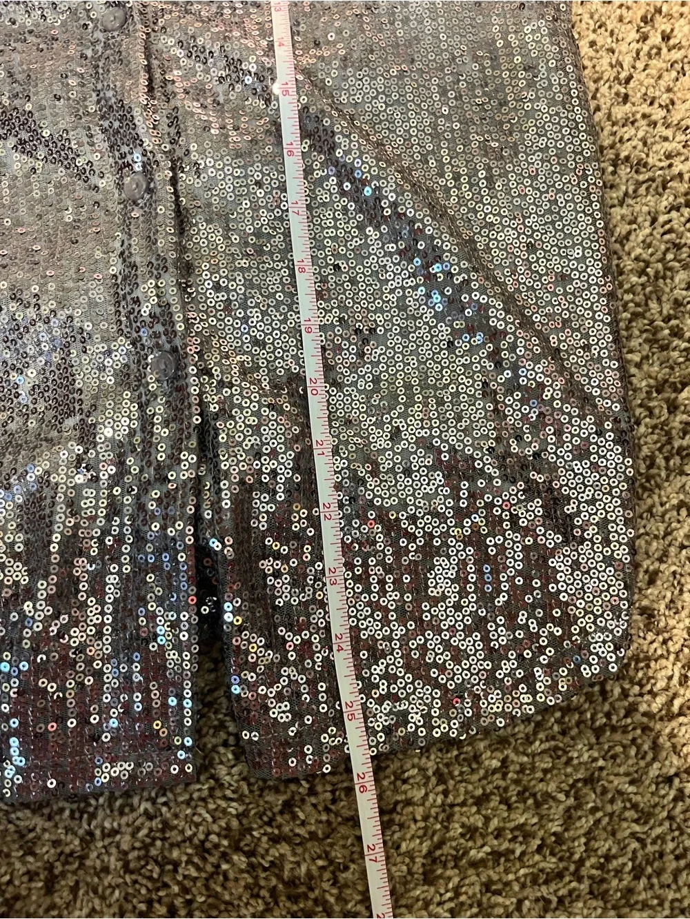 Sequin Button-Front Shirt - Silver